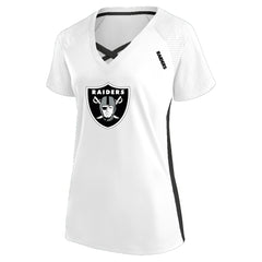NFL Las Vegas Raiders Women's Plus Size Glitter Lace-Up V- Neck T-Shirt
