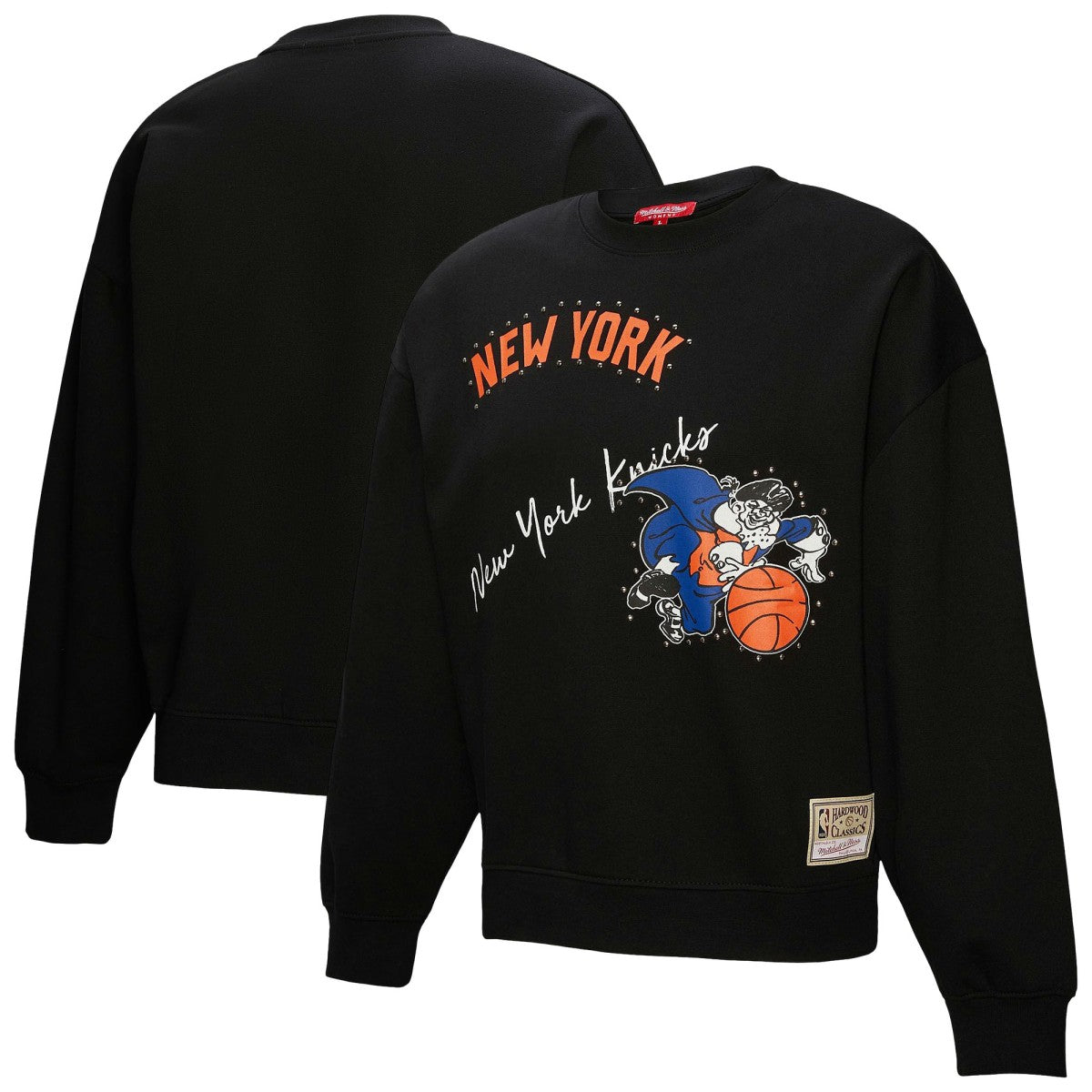 New York Knicks Women's Hardwood Classics Home Team Pullover Sweatshirt - Black | Mitchell & Ness sale