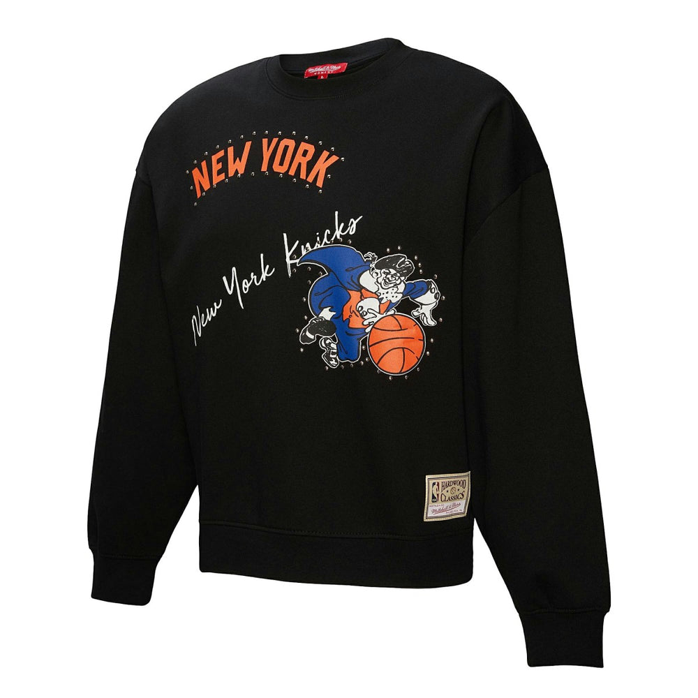 New York Knicks Women's Hardwood Classics Home Team Pullover Sweatshirt - Black | Mitchell & Ness sale