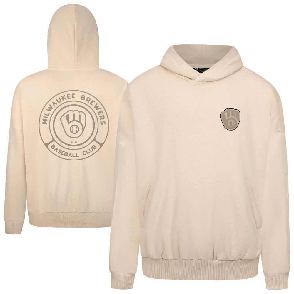 Milwaukee Brewers Levelwear Contact Oversized Pullover Hoodie - Khaki