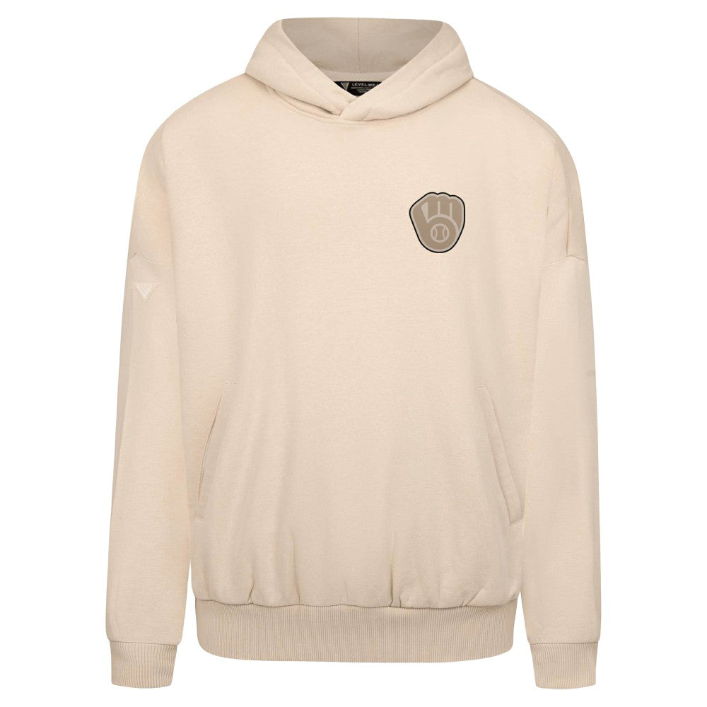 Milwaukee Brewers Levelwear Contact Oversized Pullover Hoodie - Khaki