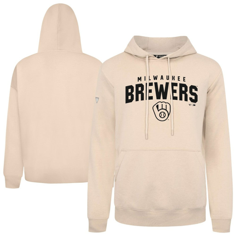 Milwaukee Brewers Levelwear Podium Team Arch Pullover Hoodie - Khaki