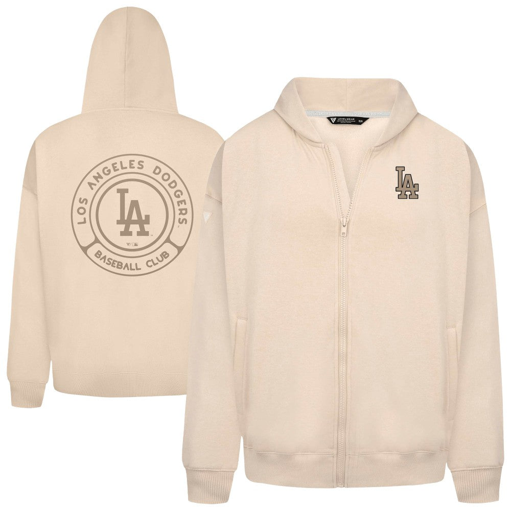 Los Angeles Dodgers Levelwear Uphill Oversized Full-Zip Hoodie - Khaki