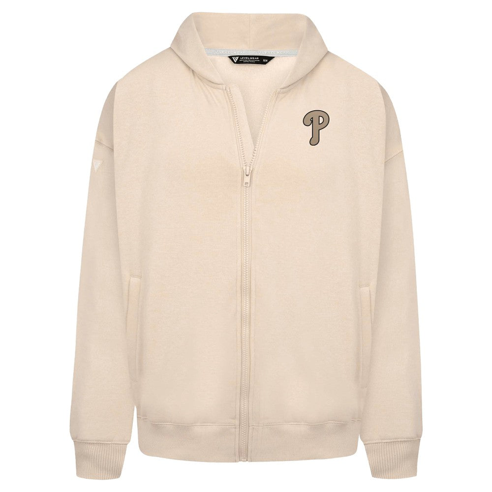 Philadelphia Phillies Levelwear Uphill Oversized Full-Zip Hoodie - Khaki