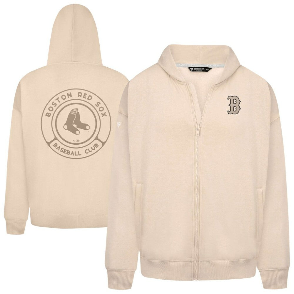Boston Red Sox Levelwear Uphill Oversized Full-Zip Hoodie - Khaki