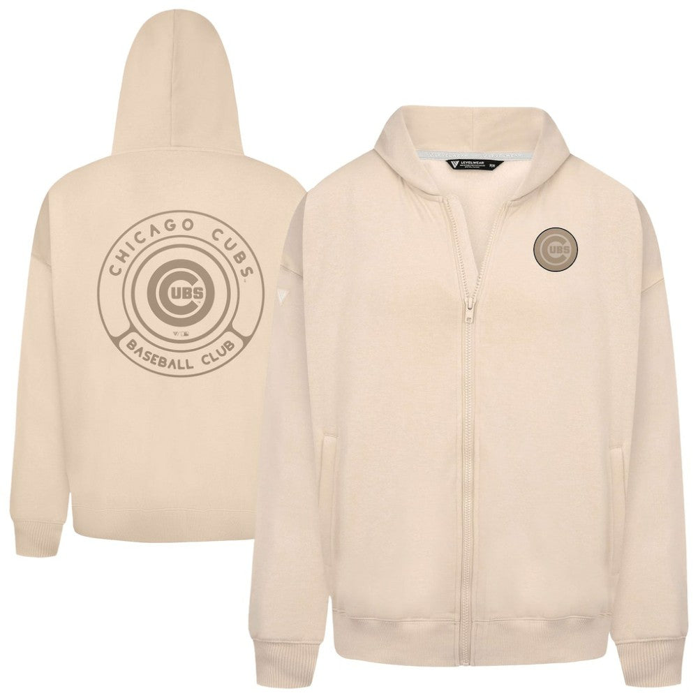 Chicago Cubs Levelwear Uphill Oversized Full-Zip Hoodie - Khaki