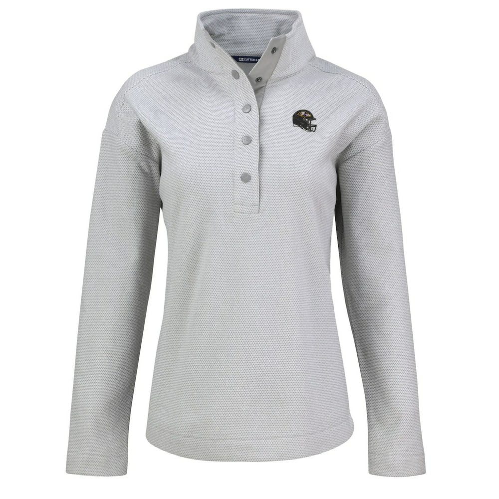 NFL Baltimore Ravens Cutter & Buck Women's Hunts Point Eco Half-Snap Sweatshirt