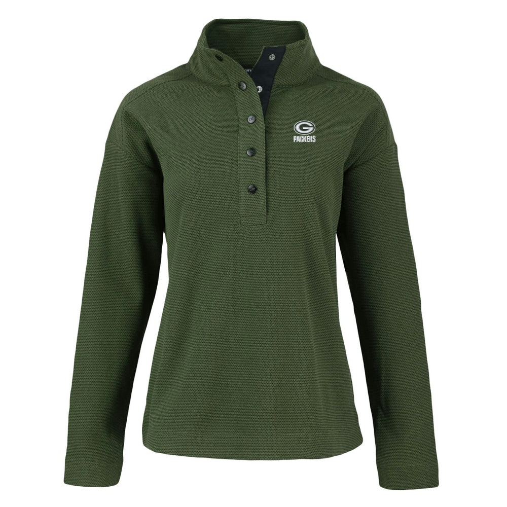 NFL Green Bay Packers Cutter & Buck Women's Hunts Point Eco Half-Snap Sweatshirt