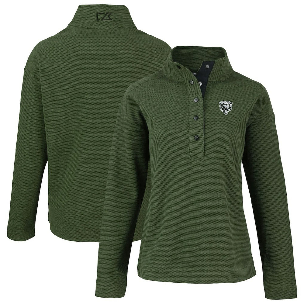 NFL Chicago Bears Cutter & Buck Women's Hunts Point Eco Half-Snap Sweatshirt