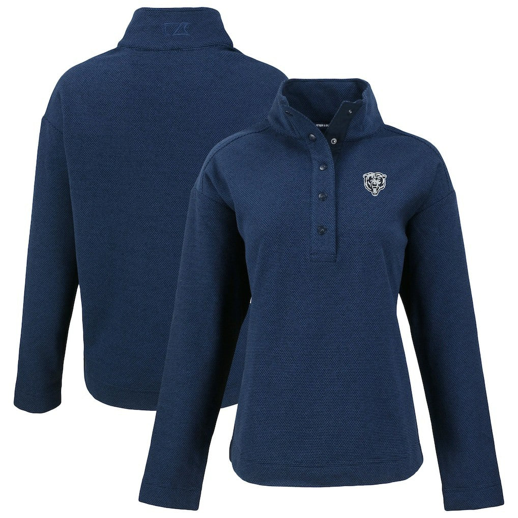NFL Chicago Bears Cutter & Buck Women's Hunts Point Eco Half-Snap Sweatshirt