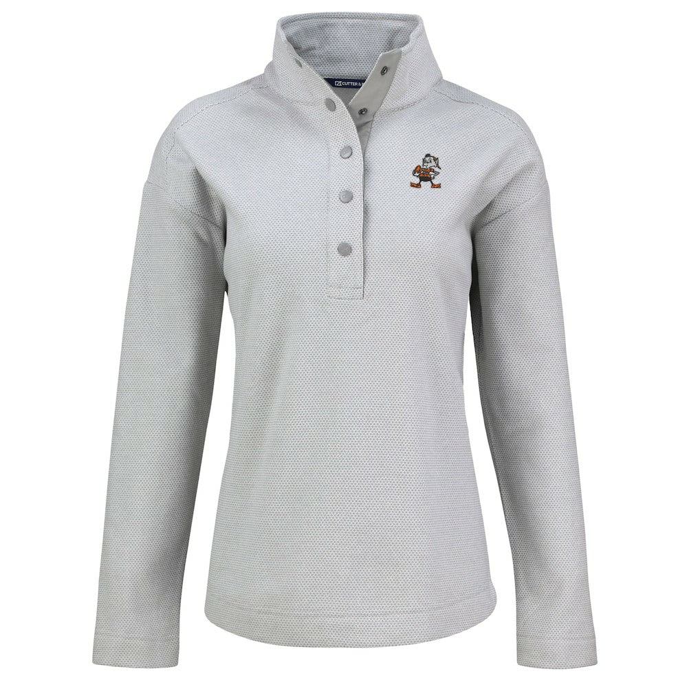 NFL Cleveland Browns Cutter & Buck Women's Hunts Point Eco Half-Snap Sweatshirt