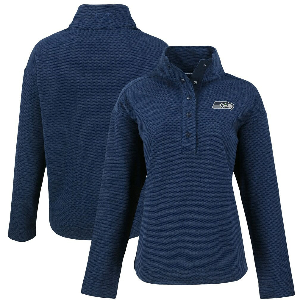 NFL Seattle Seahawks Cutter & Buck Women's Hunts Point Eco Half-Snap Sweatshirt