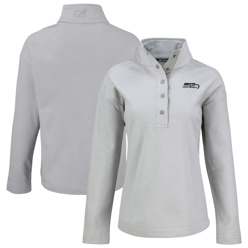 NFL Seattle Seahawks Cutter & Buck Women's Hunts Point Eco Half-Snap Sweatshirt