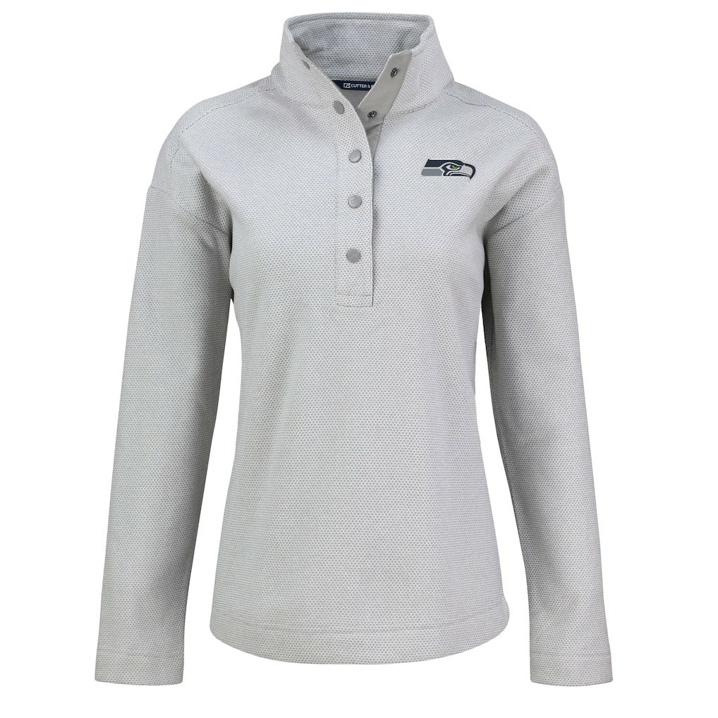 NFL Seattle Seahawks Cutter & Buck Women's Hunts Point Eco Half-Snap Sweatshirt