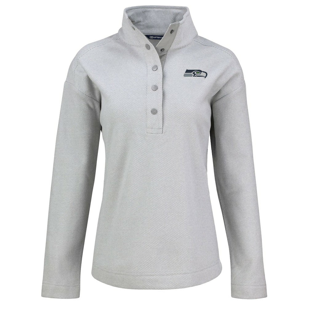 NFL Seattle Seahawks Cutter & Buck Women's Hunts Point Eco Half-Snap Sweatshirt