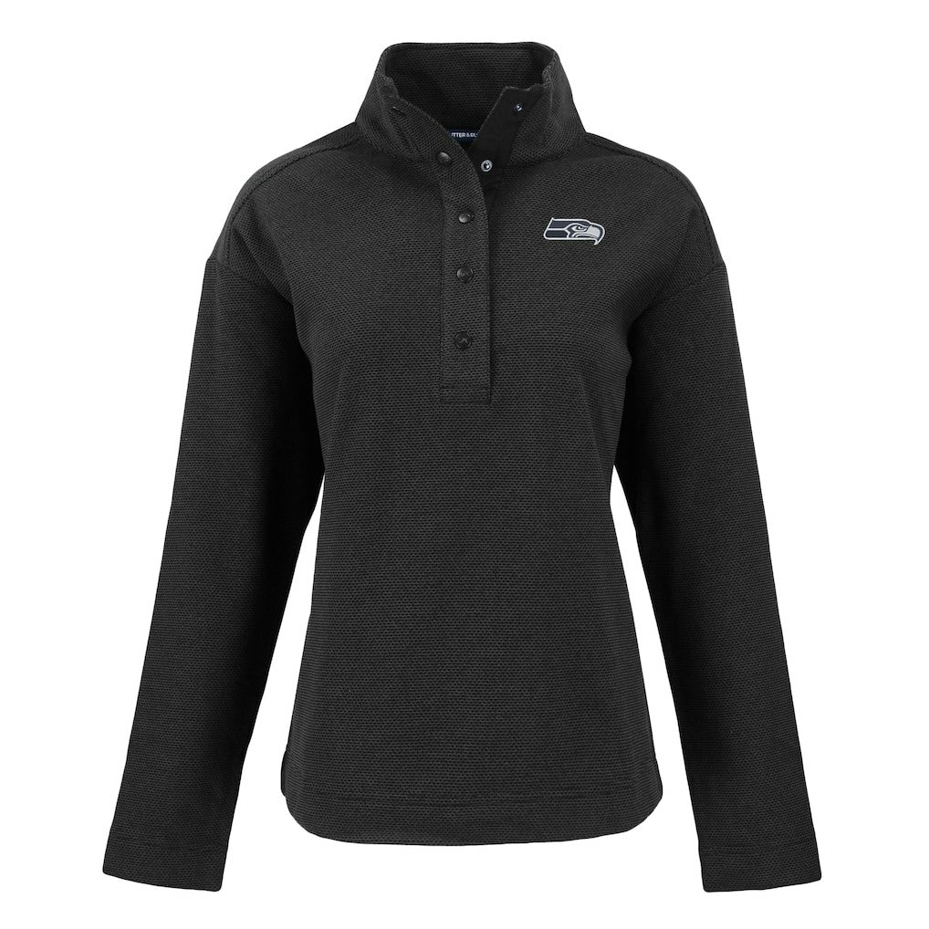NFL Seattle Seahawks Cutter & Buck Women's Hunts Point Eco Half-Snap Sweatshirt