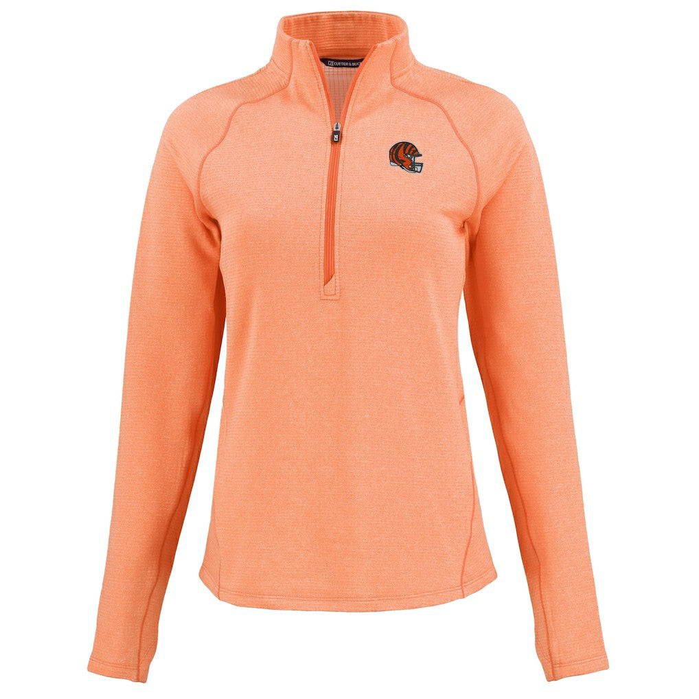 NFL Cincinnati Bengals Cutter & Buck Women's Peshastin Eco Fleece Recycled Tri-Blend Raglan Half-Zip Jacket