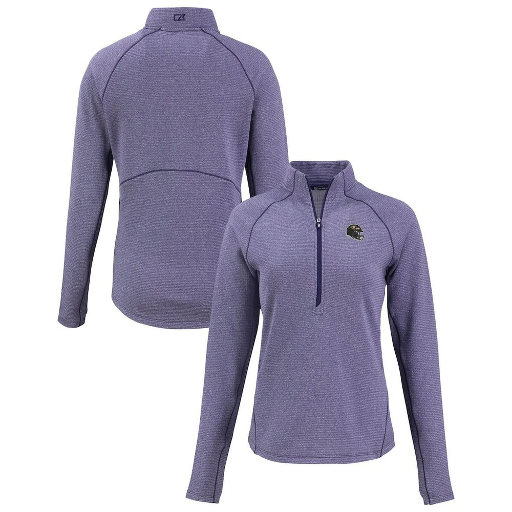 NFL Baltimore Ravens Cutter & Buck Women's Peshastin Eco Fleece Recycled Tri-Blend Raglan Half-Zip Jacket