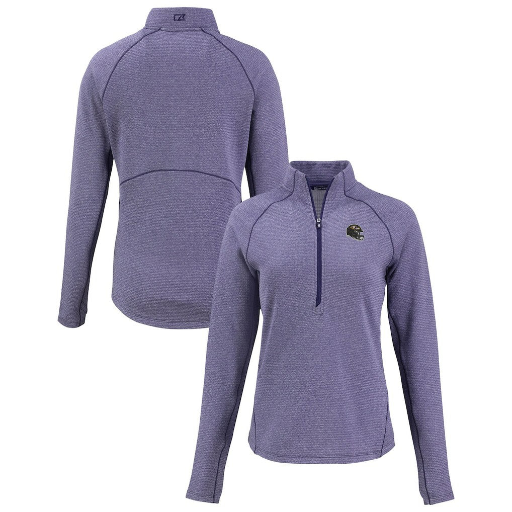 NFL Baltimore Ravens Cutter & Buck Women's Peshastin Eco Fleece Recycled Tri-Blend Raglan Half-Zip Jacket