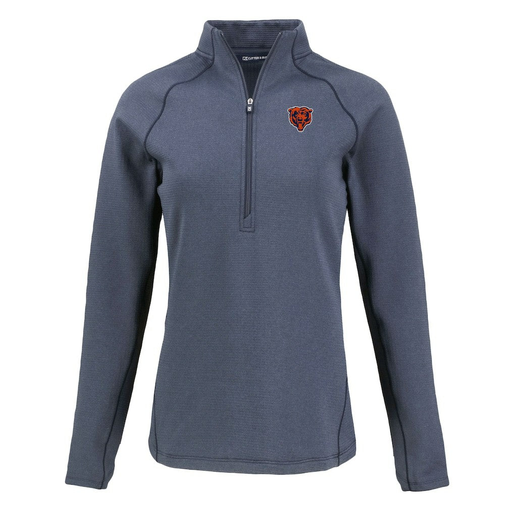 NFL Chicago Bears Cutter & Buck Women's Peshastin Eco Fleece Recycled Tri-Blend Raglan Half-Zip Jacket