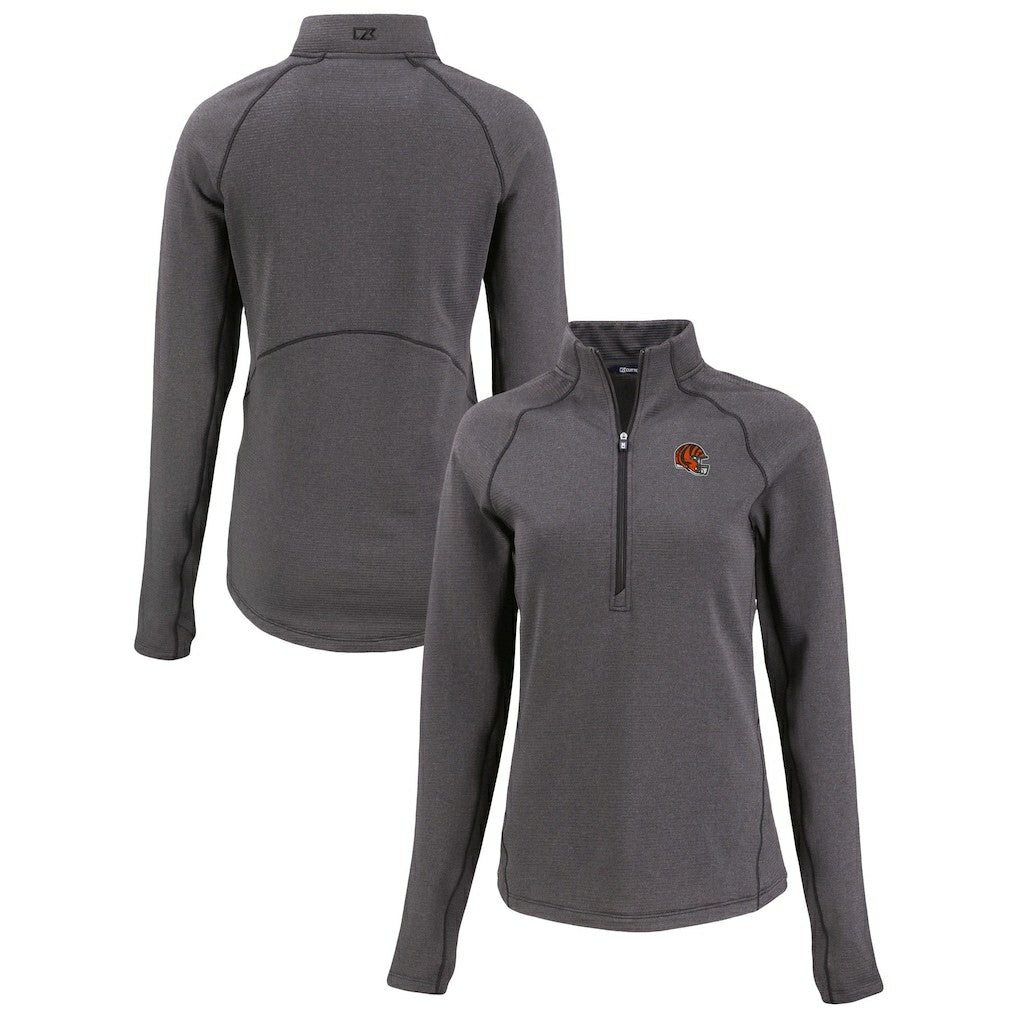 NFL Cincinnati Bengals Cutter & Buck Women's Peshastin Eco Fleece Recycled Tri-Blend Raglan Half-Zip Jacket