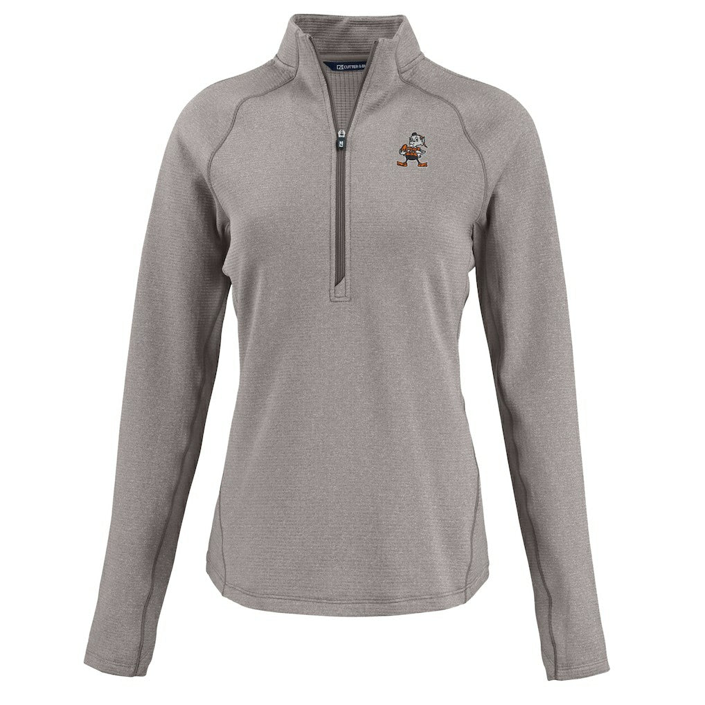 NFL Cleveland Browns Cutter & Buck Women's Peshastin Eco Fleece Recycled Tri-Blend Raglan Half-Zip Jacket