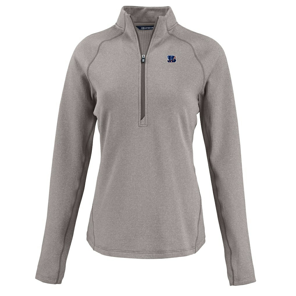 NFL Cincinnati Bengals Cutter & Buck Women's Americana Peshastin Eco Fleece Recycled Tri-Blend Raglan Half-Zip Jacket