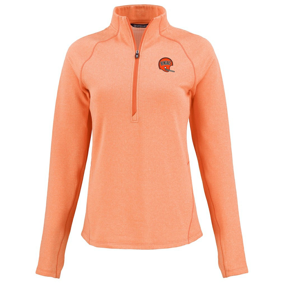 NFL Cincinnati Bengals Cutter & Buck Women's Peshastin Eco Fleece Recycled Tri-Blend Raglan Half-Zip Jacket