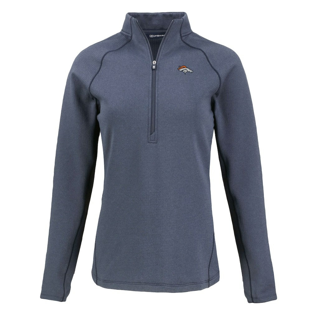 NFL Denver Broncos Cutter & Buck Women's Peshastin Eco Fleece Recycled Tri-Blend Raglan Half-Zip Jacket