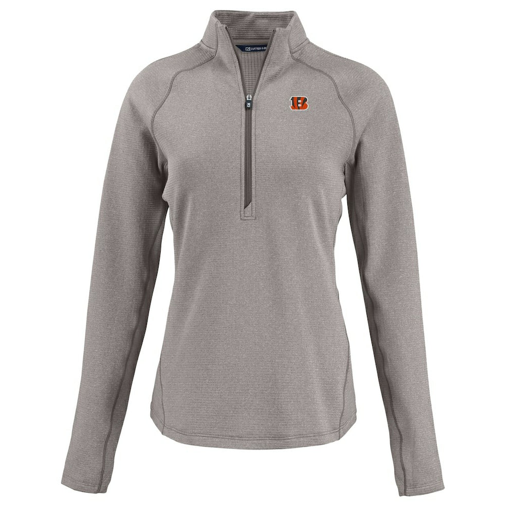 NFL Cincinnati Bengals Cutter & Buck Women's Peshastin Eco Fleece Recycled Tri-Blend Raglan Half-Zip Jacket
