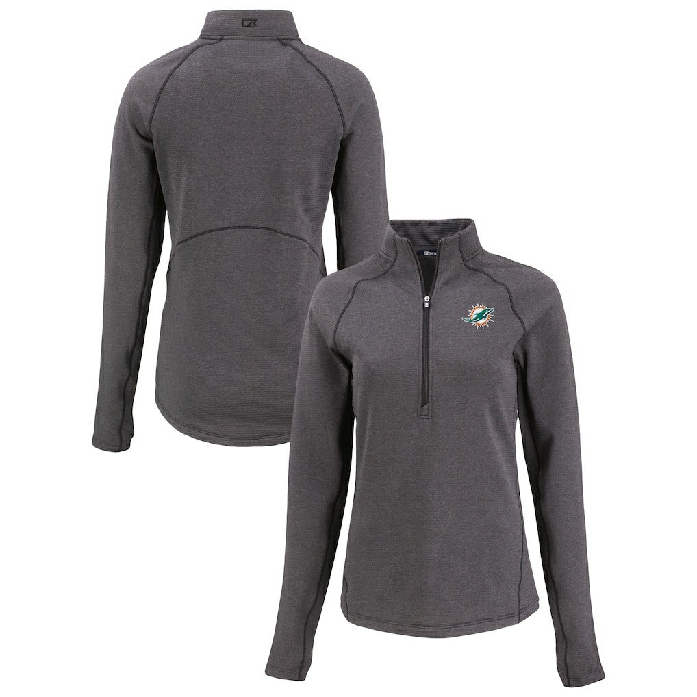 NFL Miami Dolphins Cutter & Buck Women's Peshastin Eco Fleece Recycled Tri-Blend Raglan Half-Zip Jacket
