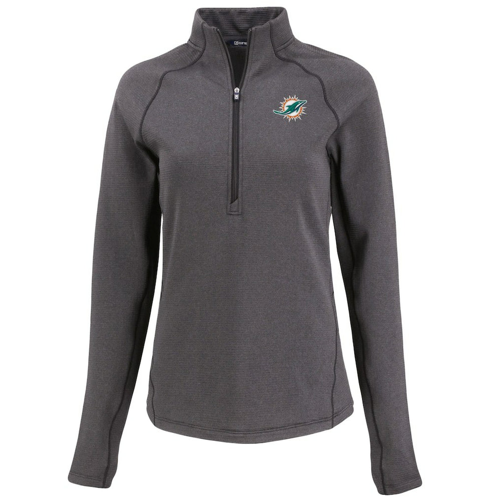 NFL Miami Dolphins Cutter & Buck Women's Peshastin Eco Fleece Recycled Tri-Blend Raglan Half-Zip Jacket