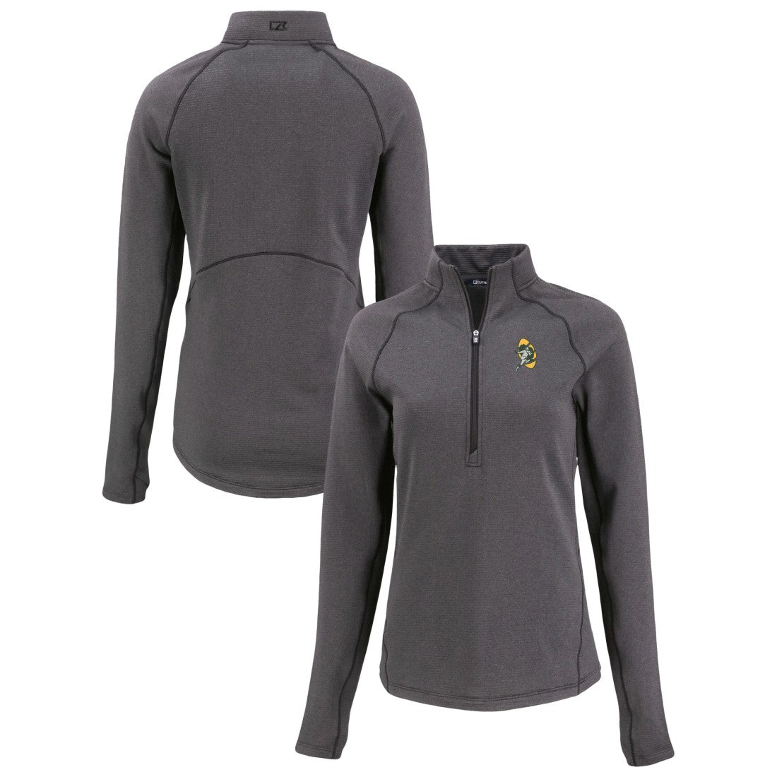 NFL Green Bay Packers Cutter & Buck Women's Peshastin Eco Fleece Recycled Tri-Blend Raglan Half-Zip Jacket