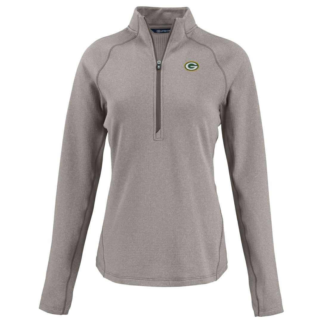 NFL Green Bay Packers Cutter & Buck Women's Peshastin Eco Fleece Recycled Tri-Blend Raglan Half-Zip Jacket