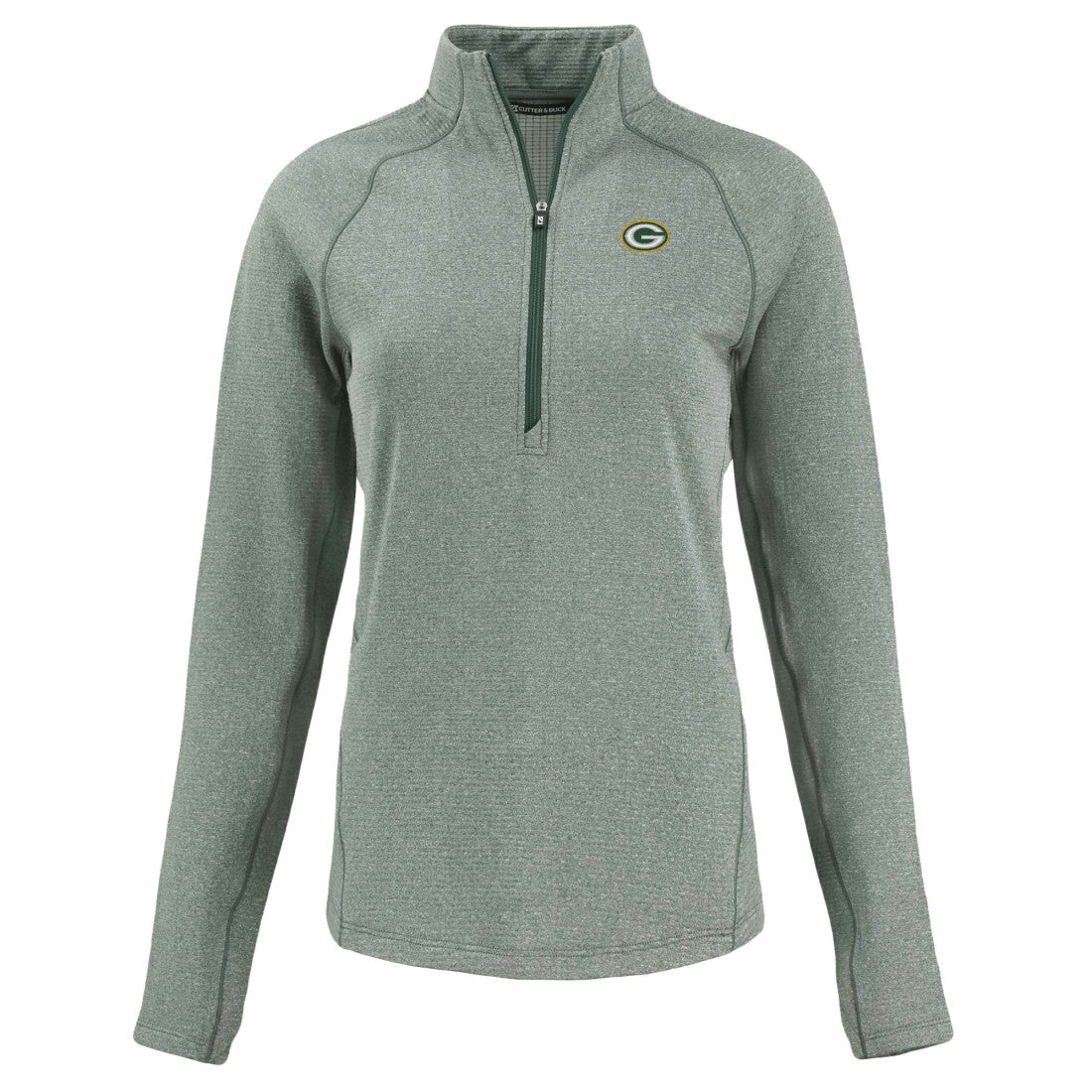 NFL Green Bay Packers Cutter & Buck Women's Peshastin Eco Fleece Recycled Tri-Blend Raglan Half-Zip Jacket
