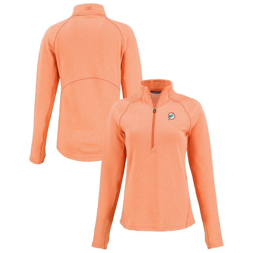 NFL Miami Dolphins Cutter & Buck Women's Peshastin Eco Fleece Recycled Tri-Blend Raglan Half-Zip Jacket