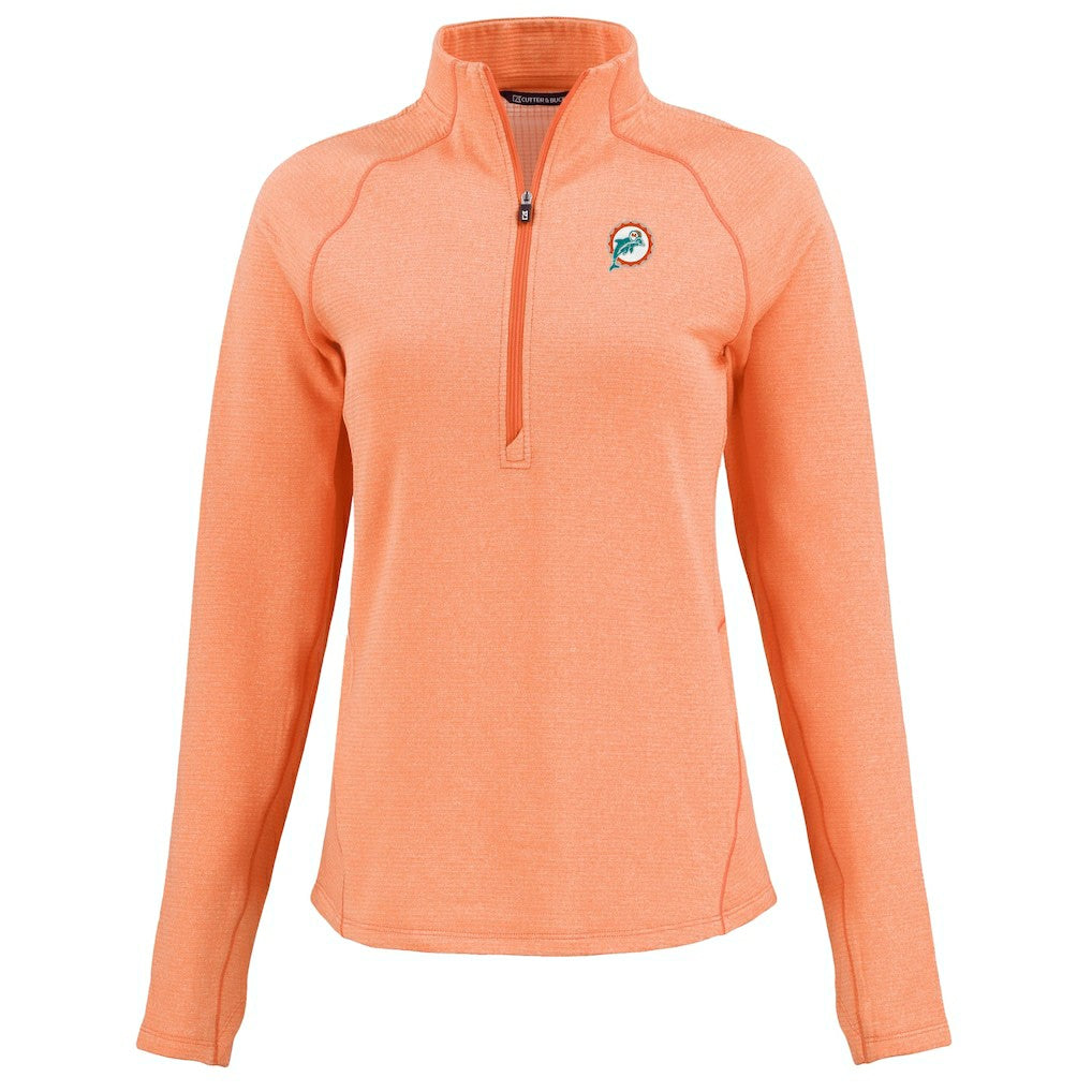 NFL Miami Dolphins Cutter & Buck Women's Peshastin Eco Fleece Recycled Tri-Blend Raglan Half-Zip Jacket