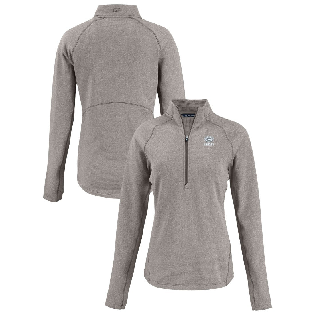 NFL Green Bay Packers Cutter & Buck Women's Peshastin Eco Fleece Recycled Tri-Blend Raglan Half-Zip Jacket