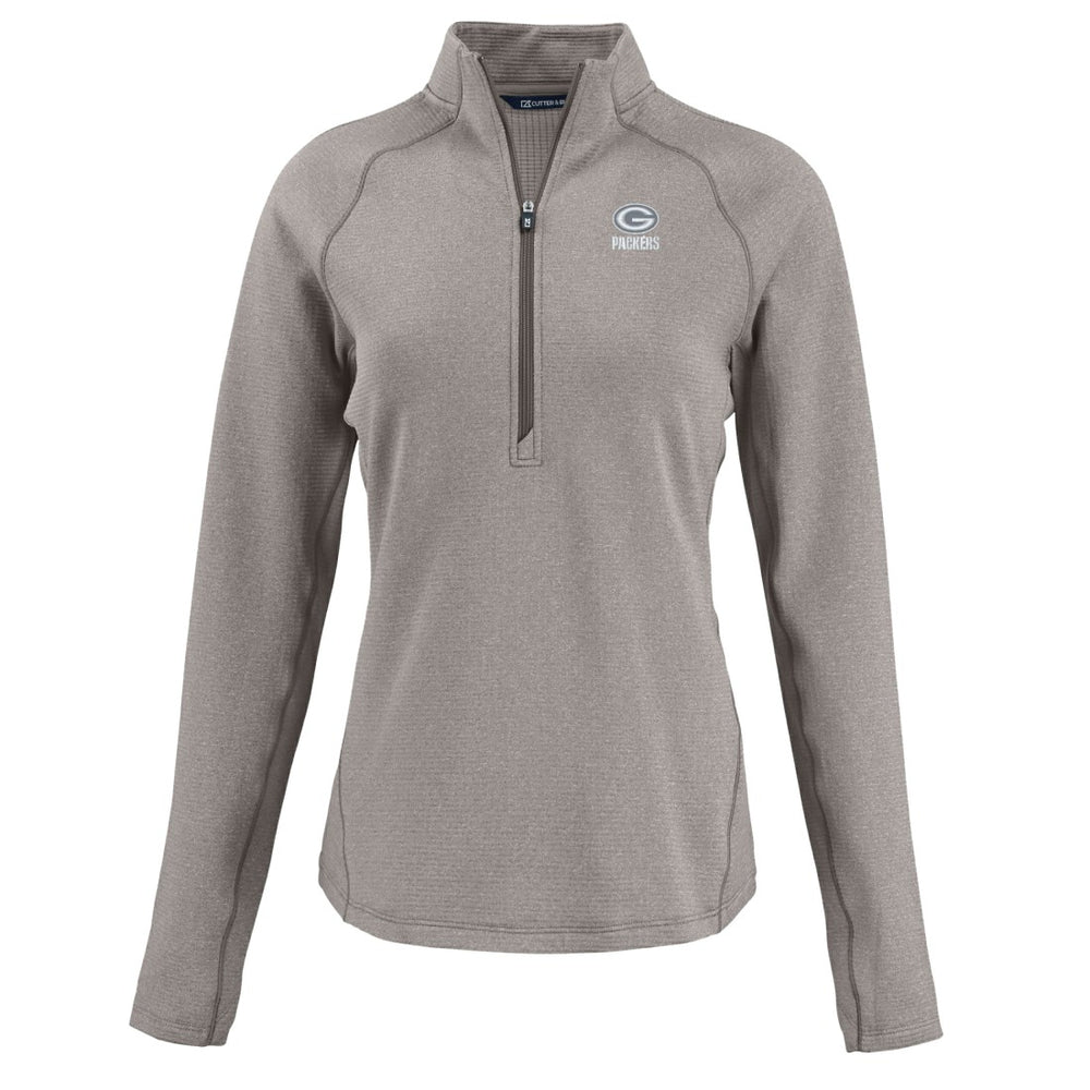 NFL Green Bay Packers Cutter & Buck Women's Peshastin Eco Fleece Recycled Tri-Blend Raglan Half-Zip Jacket