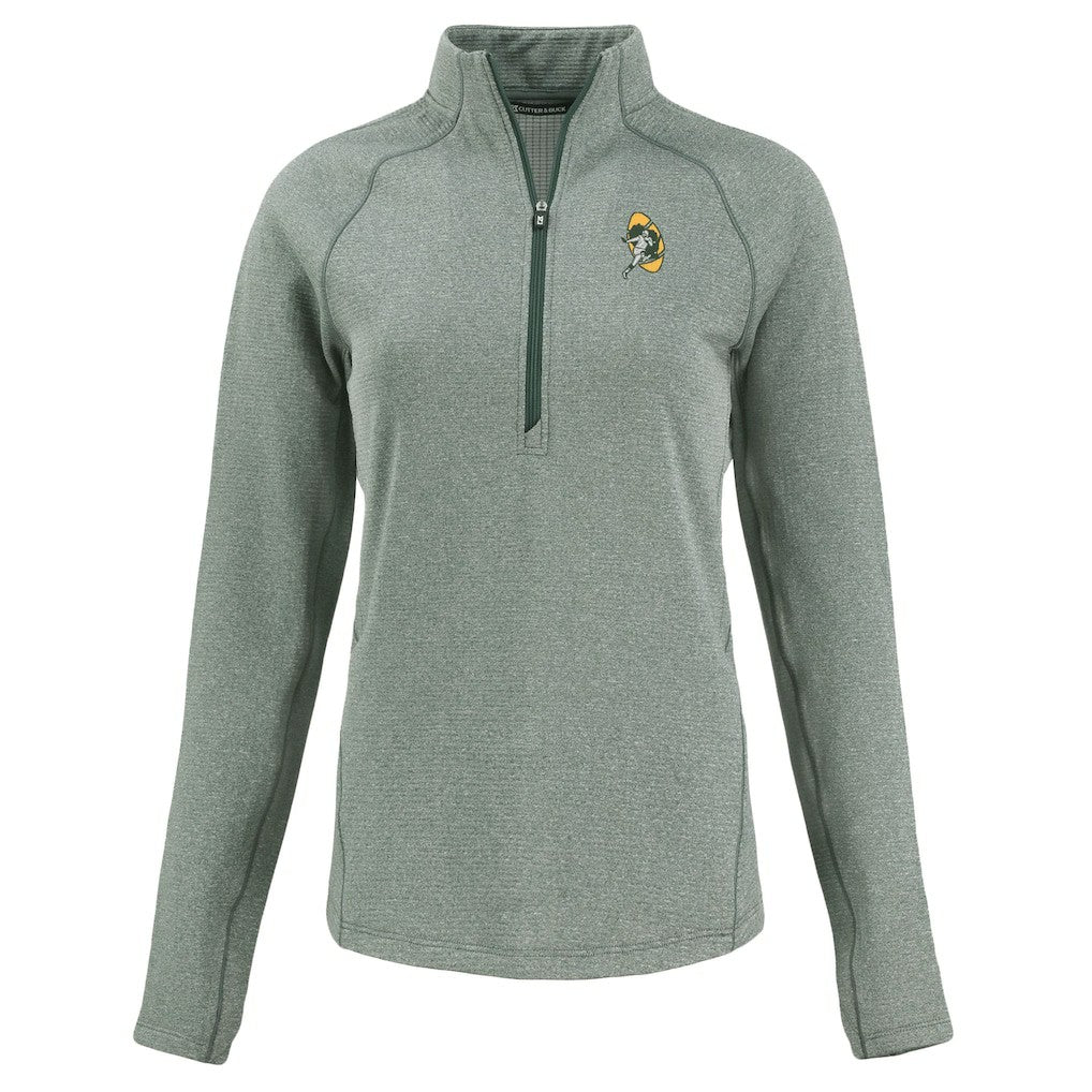 NFL Green Bay Packers Cutter & Buck Women's Peshastin Eco Fleece Recycled Tri-Blend Raglan Half-Zip Jacket
