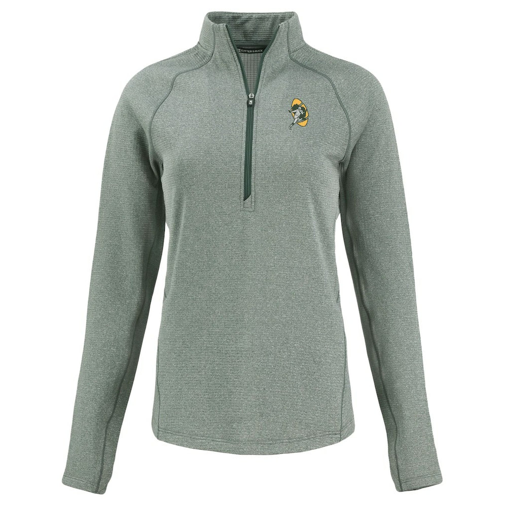 NFL Green Bay Packers Cutter & Buck Women's Peshastin Eco Fleece Recycled Tri-Blend Raglan Half-Zip Jacket