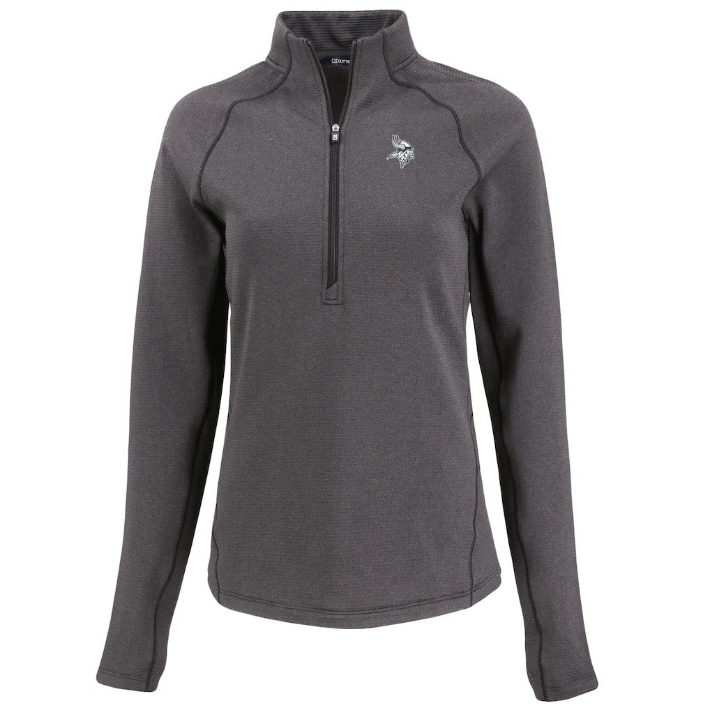 NFL Minnesota Vikings Cutter & Buck Women's Peshastin Eco Fleece Recycled Tri-Blend Raglan Half-Zip Jacket