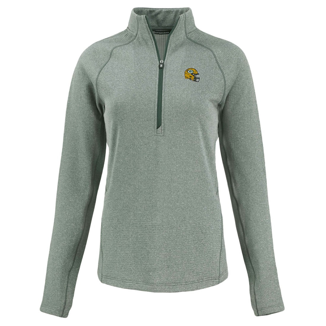 NFL Green Bay Packers Cutter & Buck Women's Peshastin Eco Fleece Recycled Tri-Blend Raglan Half-Zip Jacket