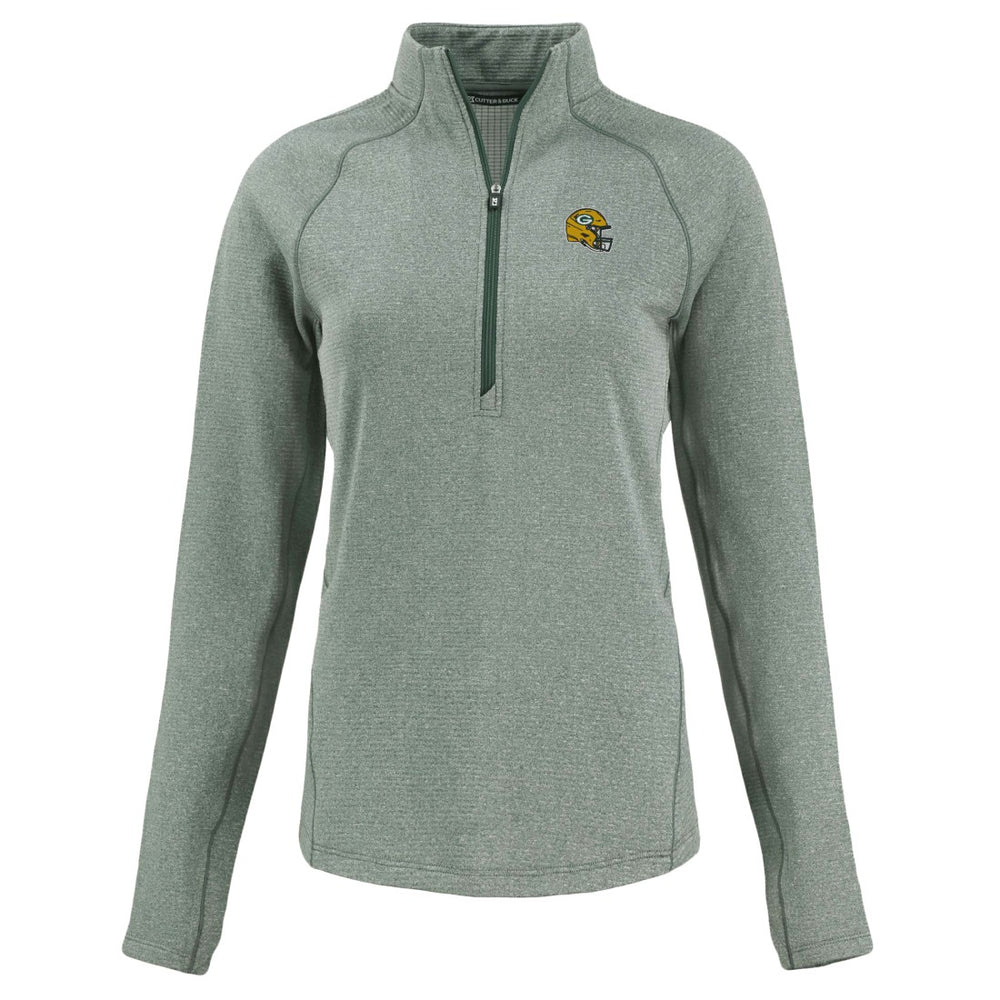 NFL Green Bay Packers Cutter & Buck Women's Peshastin Eco Fleece Recycled Tri-Blend Raglan Half-Zip Jacket