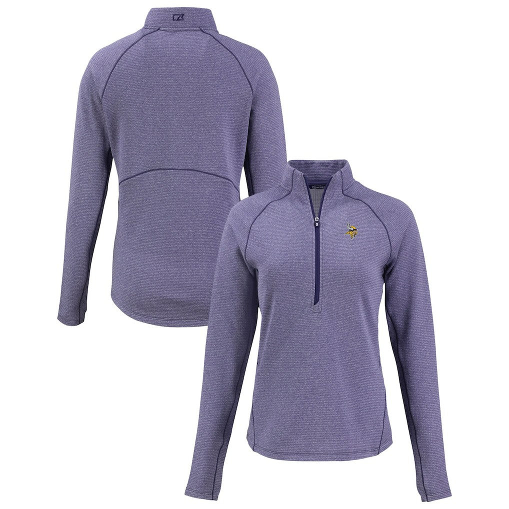 NFL Minnesota Vikings Cutter & Buck Women's Peshastin Eco Fleece Recycled Tri-Blend Raglan Half-Zip Jacket