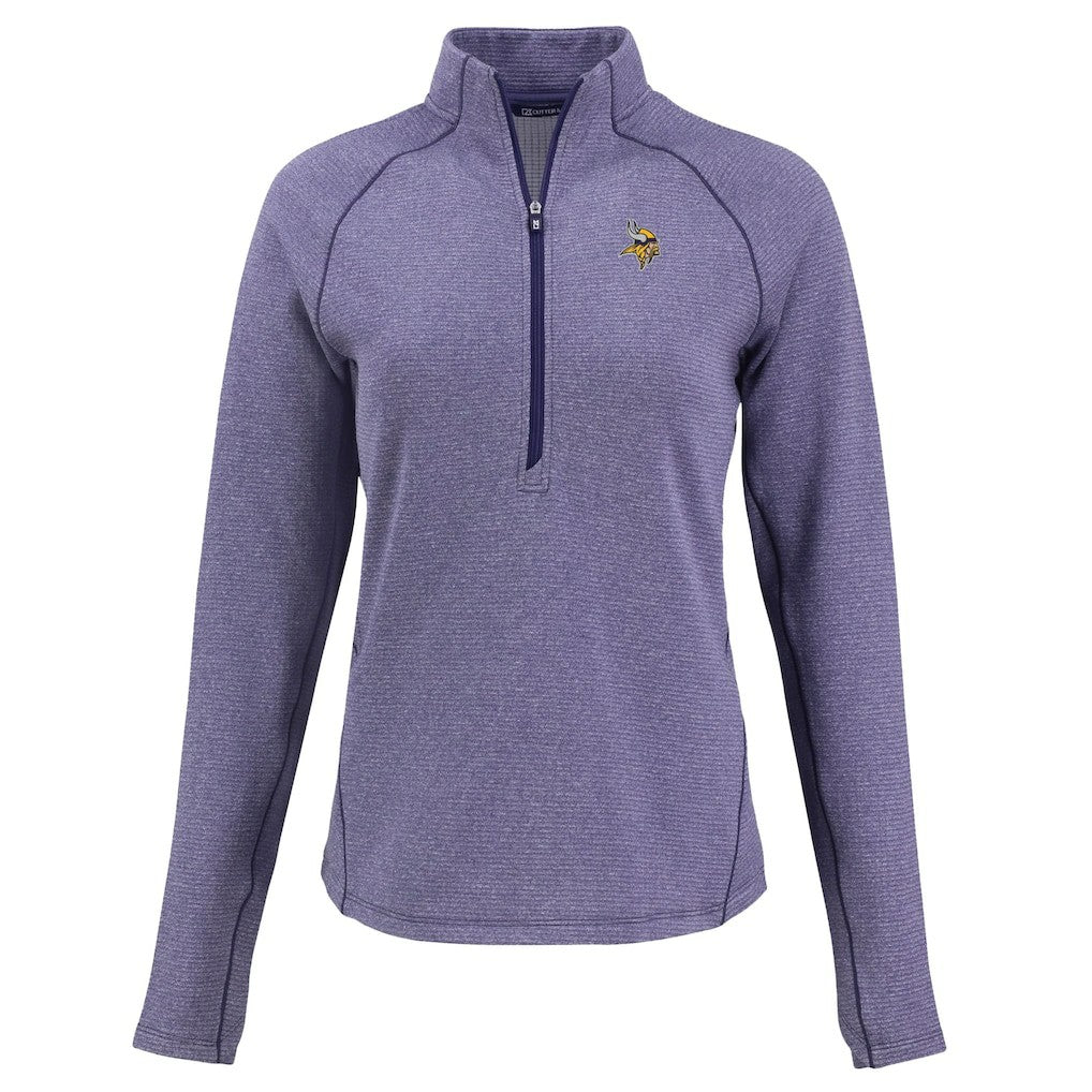 NFL Minnesota Vikings Cutter & Buck Women's Peshastin Eco Fleece Recycled Tri-Blend Raglan Half-Zip Jacket