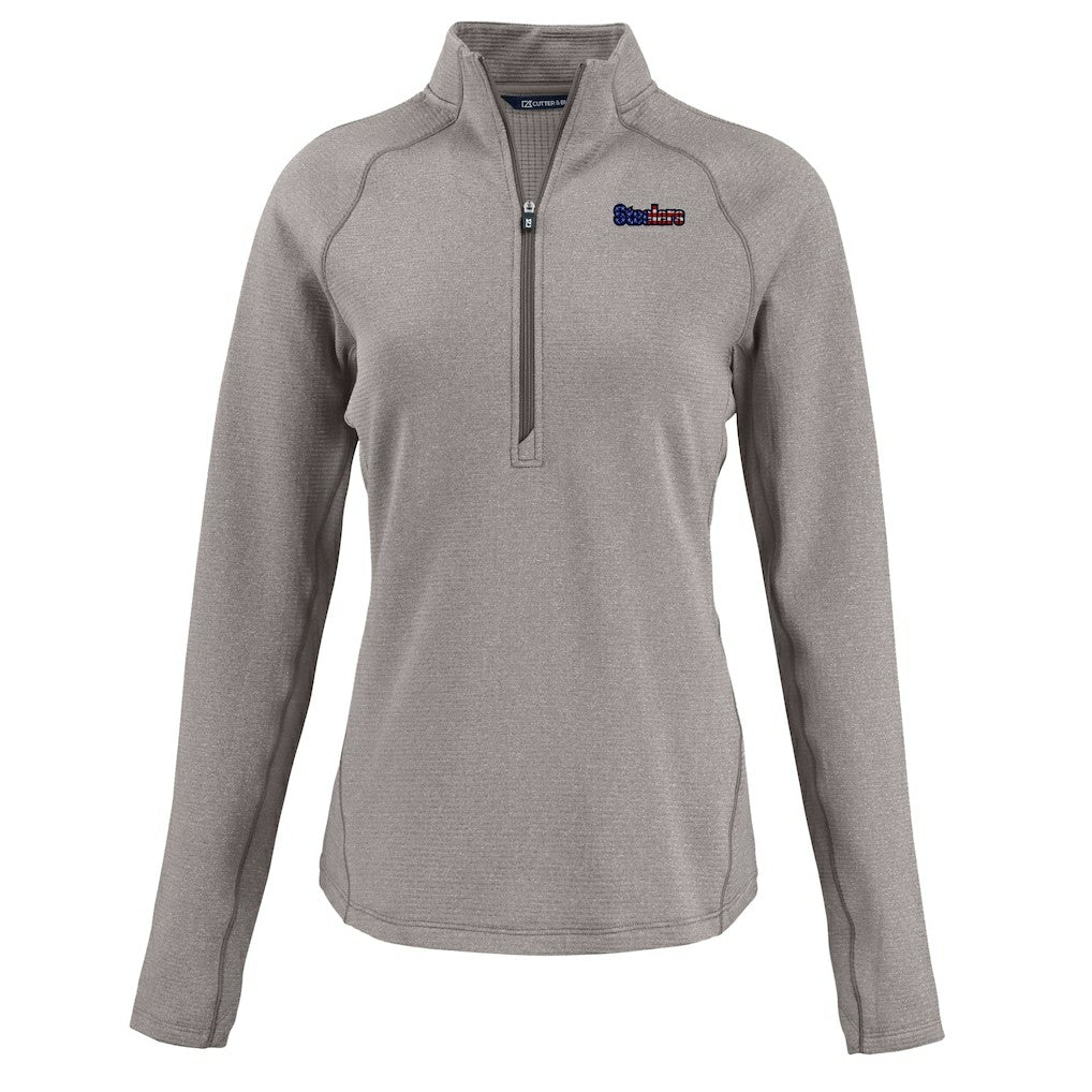NFL Pittsburgh Steelers Cutter & Buck Women's Americana Peshastin Eco Fleece Recycled Tri-Blend Raglan Half-Zip Jacket
