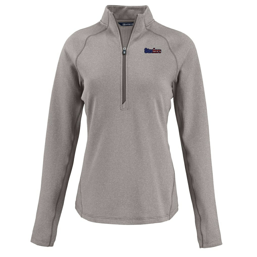 NFL Pittsburgh Steelers Cutter & Buck Women's Americana Peshastin Eco Fleece Recycled Tri-Blend Raglan Half-Zip Jacket