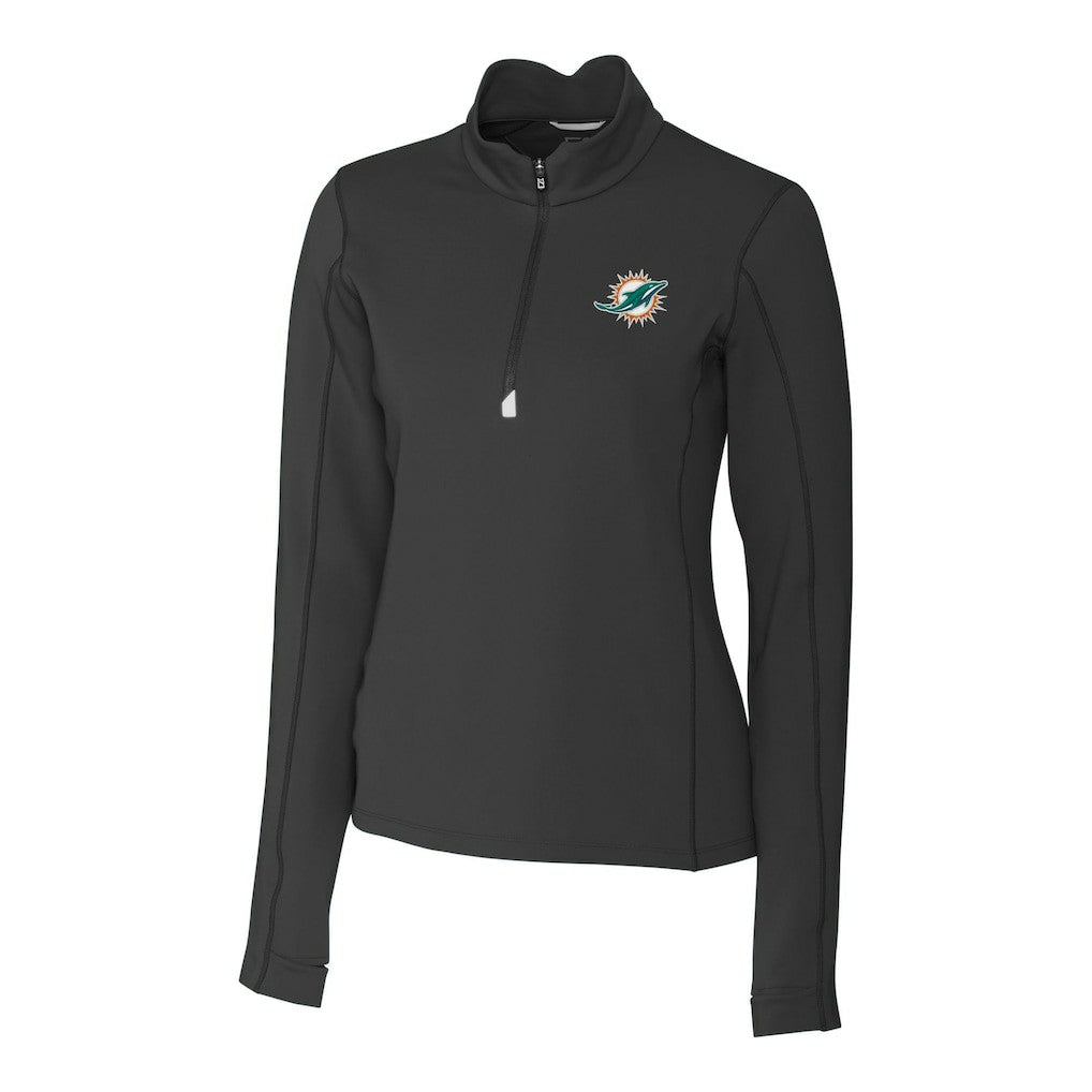 NFL Miami Dolphins Cutter & Buck Women's Traverse Stretch Quarter-Zip Pullover Top