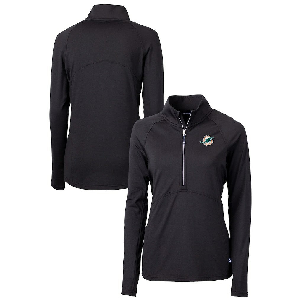 NFL Miami Dolphins Cutter & Buck Women's DryTec Adapt Eco Knit Stretch Recycled Raglan Half-Zip Top
